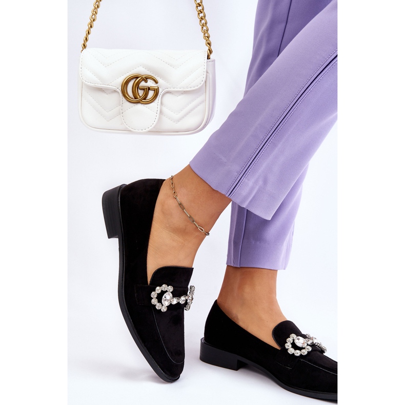 PS1 Mocasini eleganti din piele intoarsa neagra Aliya negru 2