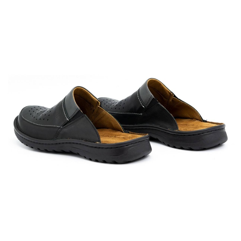 Papuci bărbați din piele 219 Kampol negru 4