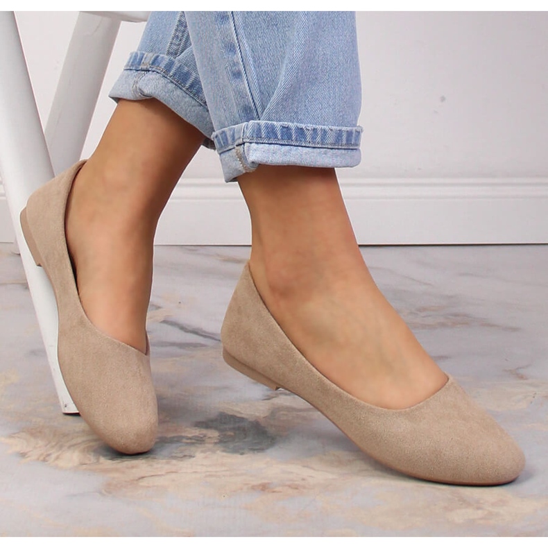 Balerini de damă din piele intoarsa bej eVento 9BL02-1031 2