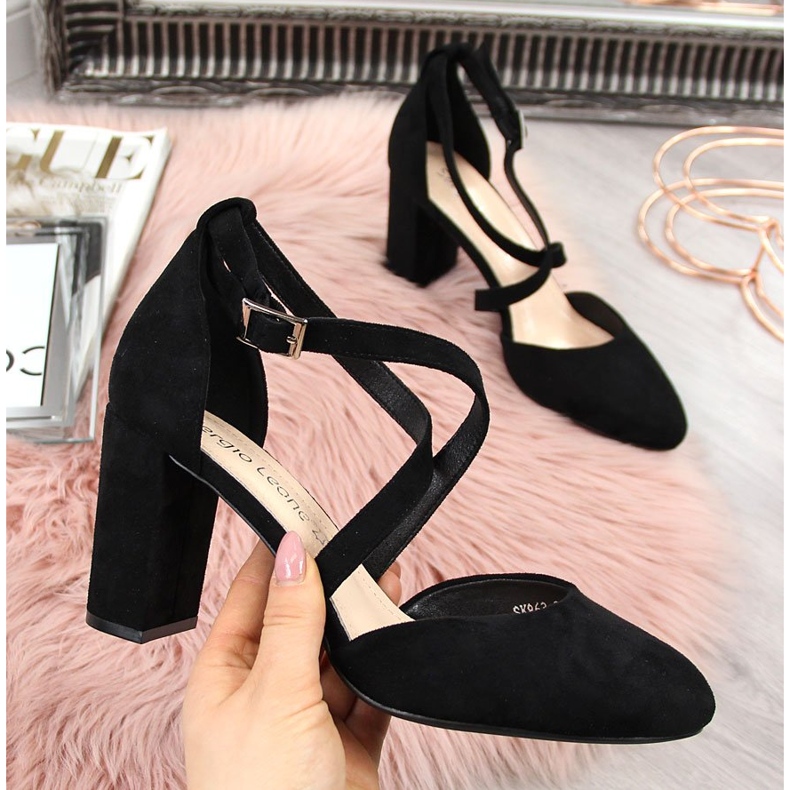 Sandale negre de damă pe post Sergio Leone SK863 negru 2