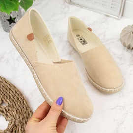 Espadrile cu decupaje dama piele intoarsa bej NEWS 20TX02-2416 2