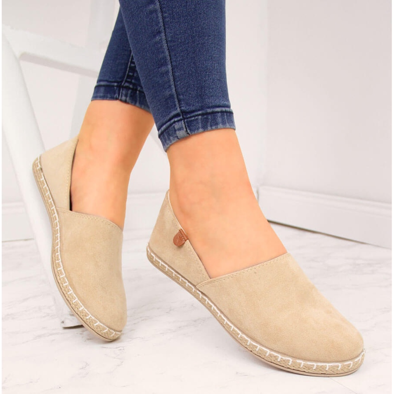 Espadrile cu decupaje dama piele intoarsa bej NEWS 20TX02-2416 1