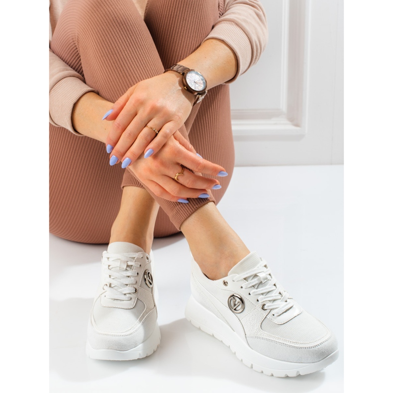 Pantofi sport dama Vinceza pe platforma alba 1