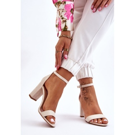 PS1 Sandale clasice cu toc Amina din piele intoarsa, bej deschis maro 2