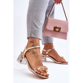 S.Barski Sandale De Damă Aurii Cu Toc De Jos Auriu Benicio de aur 2