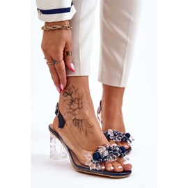 S.Barski Sandale la modă cu margele Navy Terrance albastru marin 2