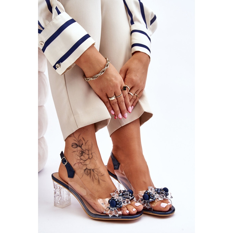 S.Barski Sandale la modă cu margele Navy Terrance albastru marin 1