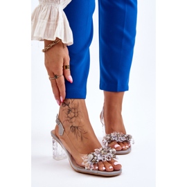 S.Barski Sandale la modă cu mărgele Terrance gri 1