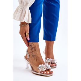 S.Barski Sandale Elegante Transparente Cu Decoratie Lila Argintie 1