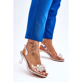 S.Barski Sandale Elegante Transparente Cu Decoratie Lila Argintie 2
