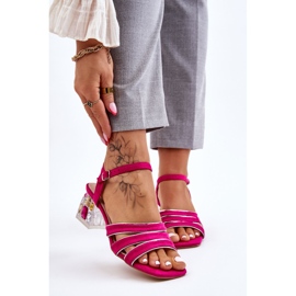 S.Barski Sandale Fucsia Callan Din piele intoarsa Cu Cristale roz 1