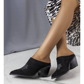 Sandale negre cu față încorporată de la Linda negru 1