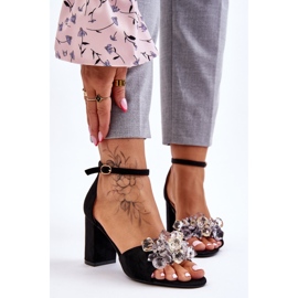 Sandale Cameron Negre Elegante Cu Toc Înalt Cu Cristale negru 1