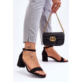 PS1 Sandale negre Quincy din piele intoarsa cu toc mic negru 2