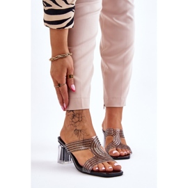 S.Barski Sandale Negre Cu Toc Cu Strasuri Jaxen negru 1