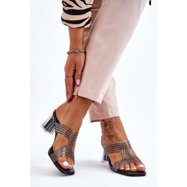 S.Barski Sandale Negre Cu Toc Cu Strasuri Jaxen negru 2