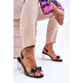 S.Barski Sandale la modă cu mărgele Terrance negre negru 1