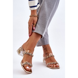 S.Barski Papuci De Dama Cu Zirconi Decorativi Golden Leyla de aur 2