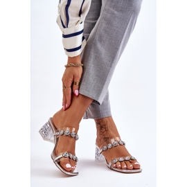 S.Barski Sandale Dama Cu Zirconi Decorativi Argintii Leyla 2