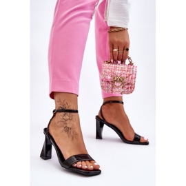 S.Barski Sandale negre Owen cu toc patentat negru 2