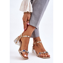 S.Barski Sandale De Damă Pe Toc Înalt Cu Cristale Aurii Esma de aur 2 S.Barski Sandale De Damă Pe Toc Înalt Cu Cristale Aurii Esma de aur 2