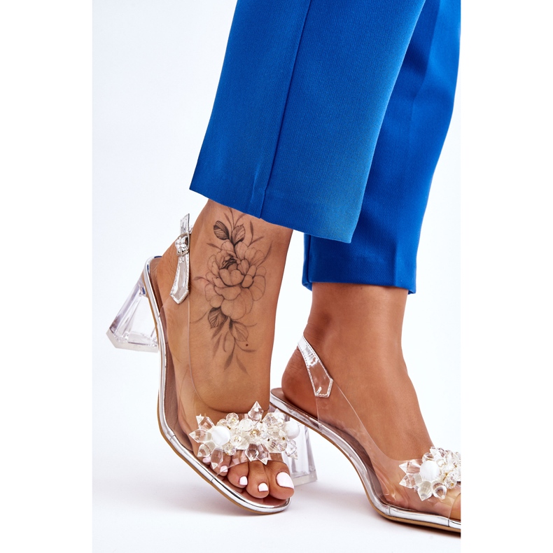 S.Barski Sandale Transparente La Moda Cu Ornamente Carmelo Argintii 2