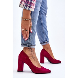 Pompe din piele intoarsa cu toc Sergio Leone PB216 Fuchsia roz 2