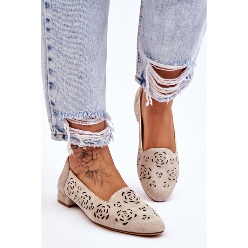 Mocasini ajurati Sergio Leone BL627 Bej 2