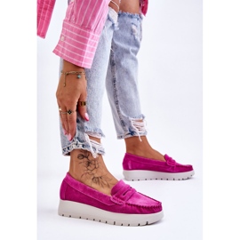 Lemar Mocasini cu platforma din piele intoarsa fuchsia Milana roz 2