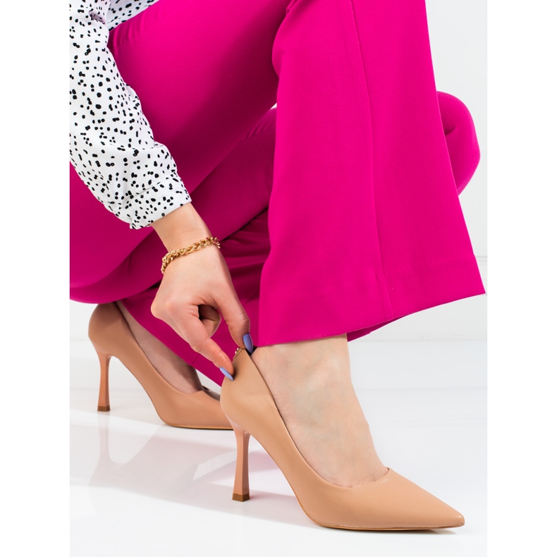 Pompe de damă Vinceza bej cu toc înalt 1