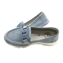 Mocasini din piele Filippo DP4552/23 albastru 5