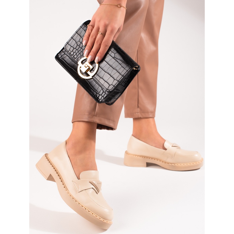 W. Potocki Mocasini de dama bej pe platforma 1