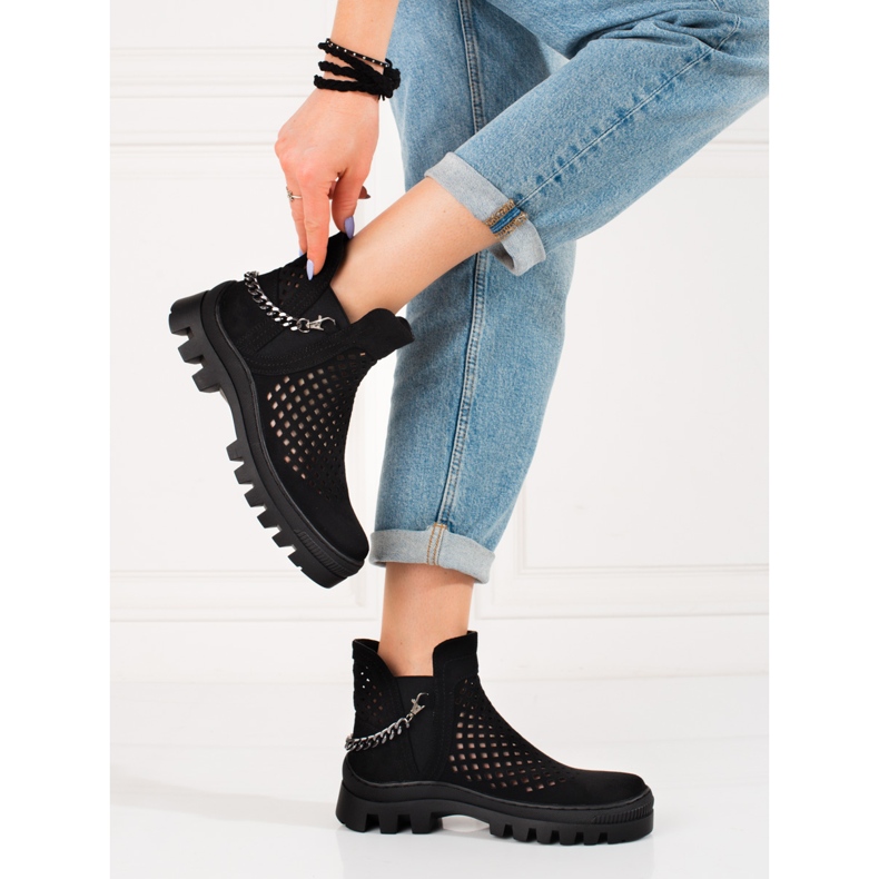 Cizme ajurate dama Potocki Black negru 2