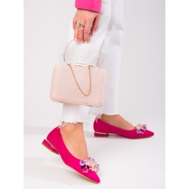 Pompe de damă Shelovet cu toc mic din piele intoarsa fucsia roz 1 Pompe de damă Shelovet cu toc mic din piele intoarsa fucsia roz 1