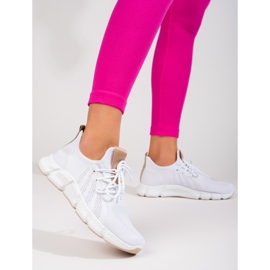 Tenisi albi Shelovet cu inserție bej 1