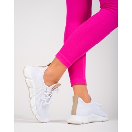 Tenisi albi Shelovet cu inserție bej 2