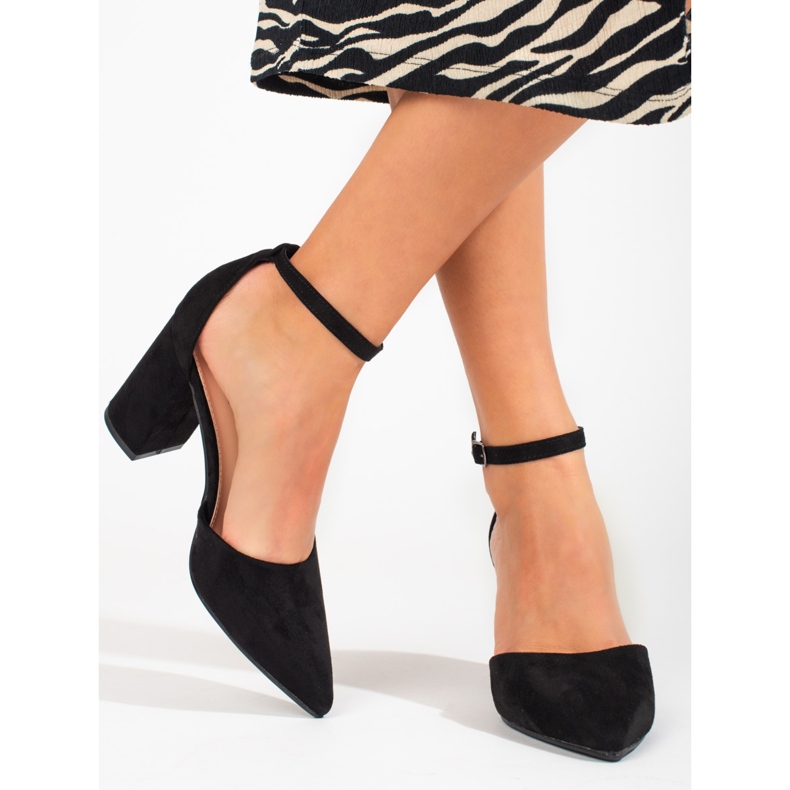 Pompe din piele intoarsa neagra Shelovet de dama negru 2