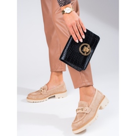 Seastar Mocasini de dama ajurati pe platforma Shelovet bej 1