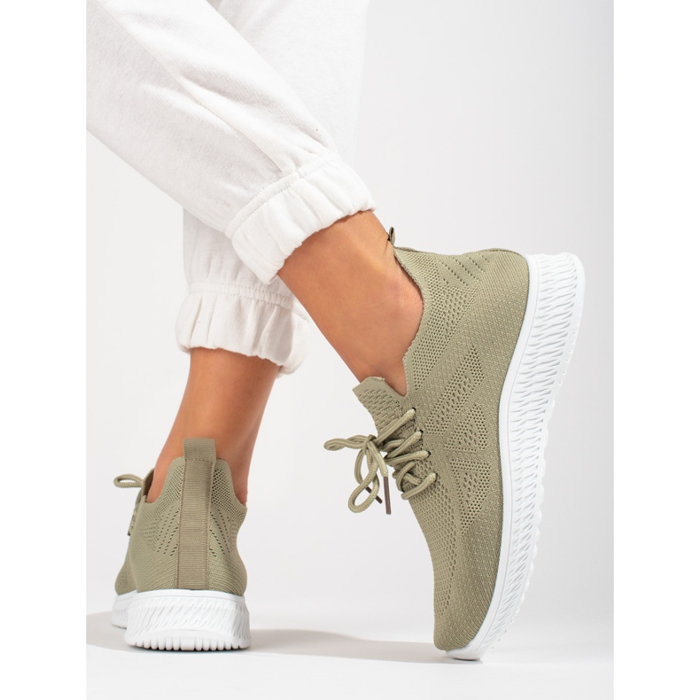 Pantofi sport din textil verde Shelovet 2