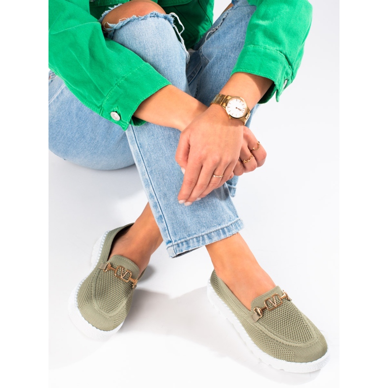 Mocasini textile dama Shelovet olive verde 1