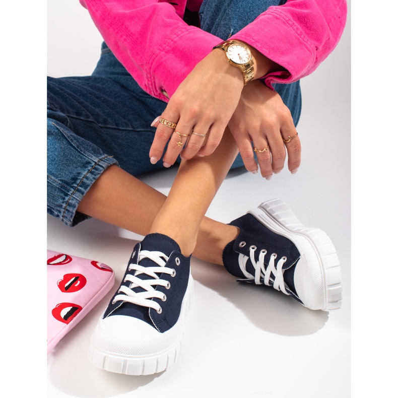 Adidași de damă Shelovet bleumarin pe platformă albastru marin 1