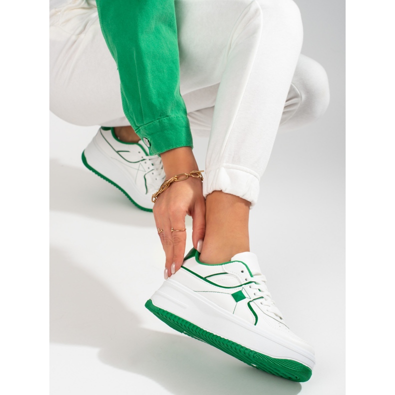 Pantofi sport dama Shelovet alb si verde 2