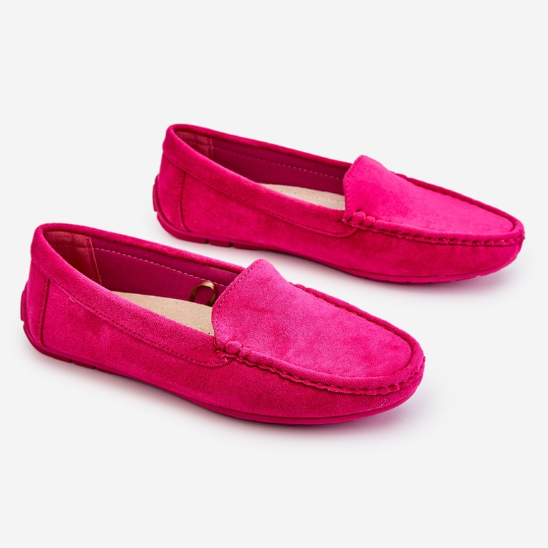 Mocasini de piele intoarsa de dama fuchsia Morreno roz 1