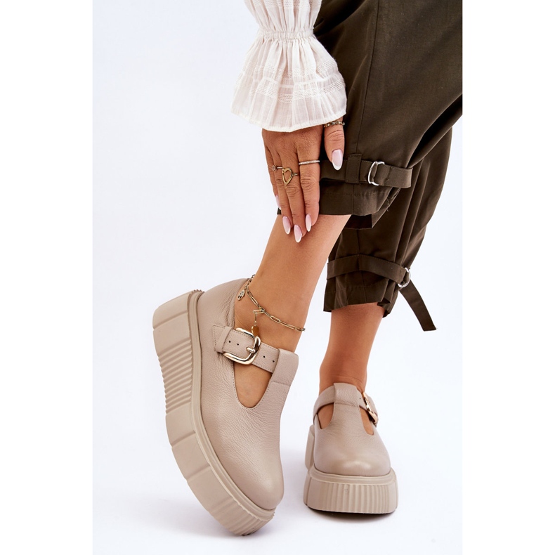 Lemar Pantofi din piele la modă pe o platformă masivă bej Colson 1 Lemar Pantofi din piele la modă pe o platformă masivă bej Colson 1