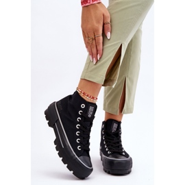 Pantofi cu platformă textilă înaltă Big Star LL274155 Negri negru 2