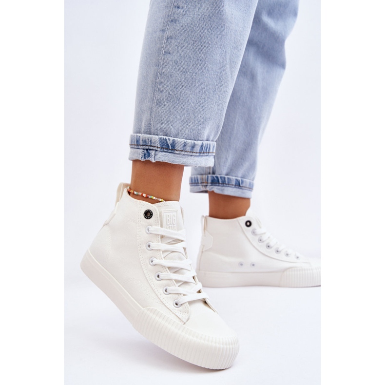 Pantofi de damă Big Star Fabric High Top LL274445 Alb 2