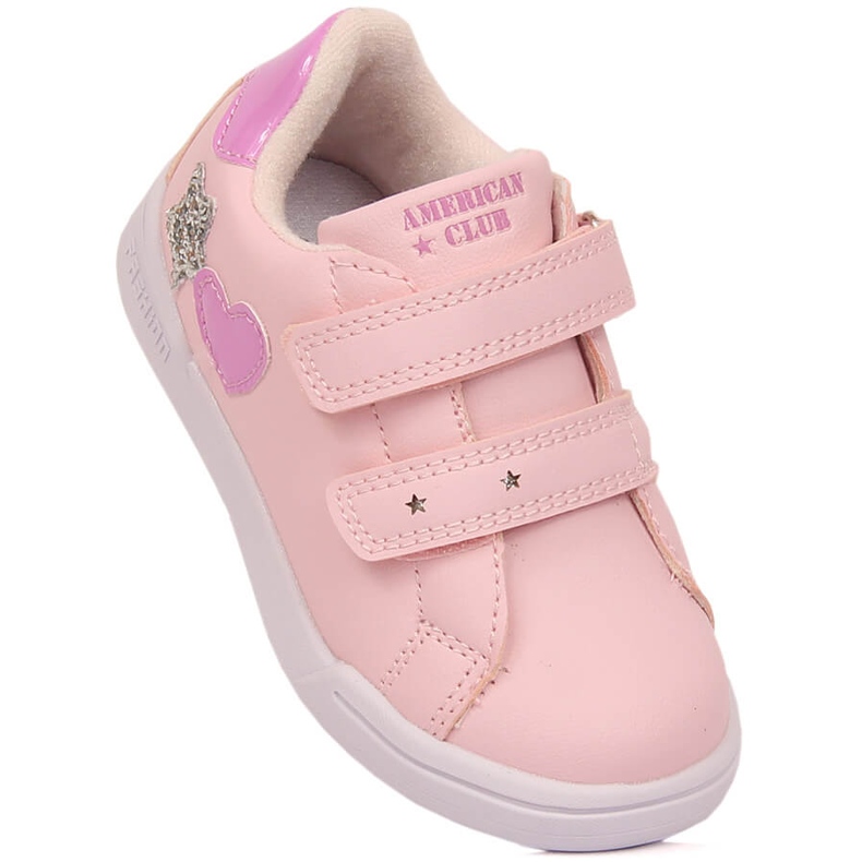 Pantofi sport pentru fete cu velcro roz American Club 125/23 1