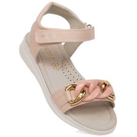 Sandale pentru fete cu lanț velcro roz Vinceza 36127 1
