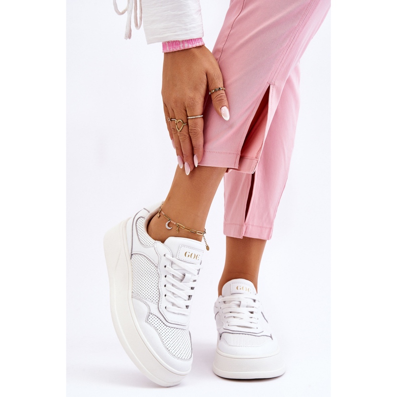 Pantofi sport comozi pentru damă GOE LL2N4054 alb-bej 2