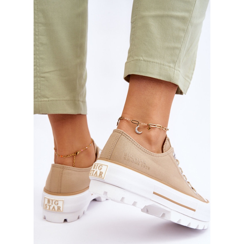 Adidași cu platformă din material Big Star LL274154 Bej 1